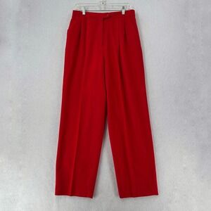 VTG 100% Wool Red High Rise Pleated Dress Pants 12 Holiday Festive Career READ‎